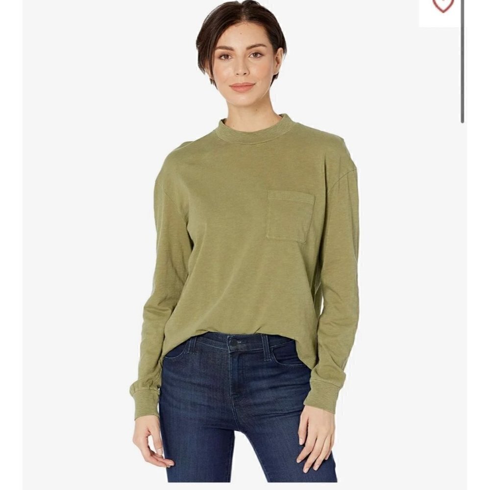 Madewell Relaxed Fit Olive Green Long Sleeve with Pocket - XXS